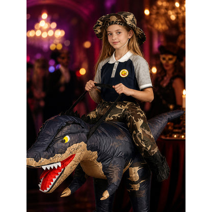 Ride-On Inflatable Dinosaur Costume With Camouflage Print on-model view