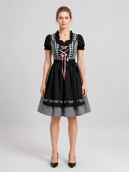 Square-Neck Dress with Puff Sleeves on-model view