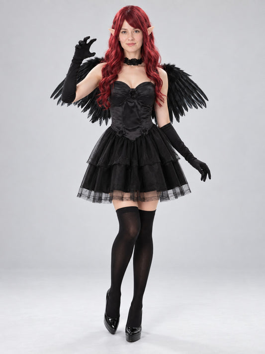 Vampire Costume with Wings, Gloves, and Choker