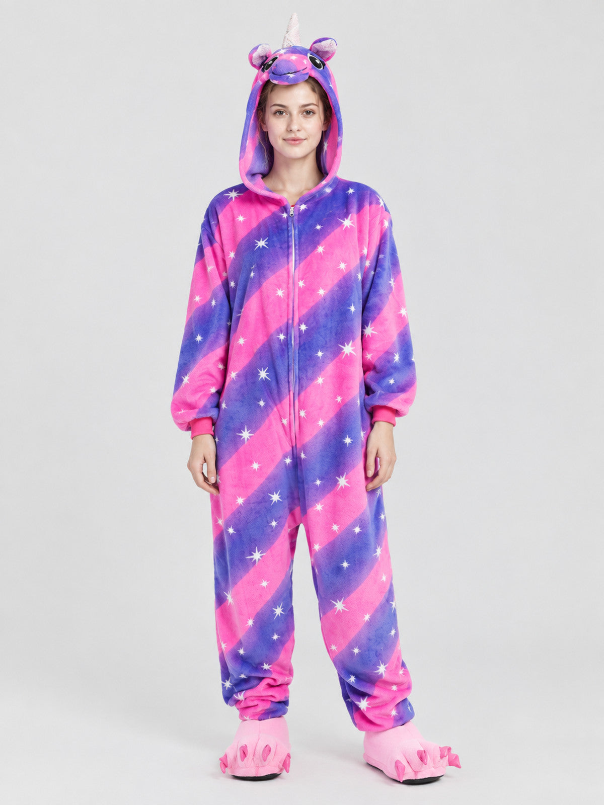Kids' Hooded Pajama Jumpsuit with Horn and Tail