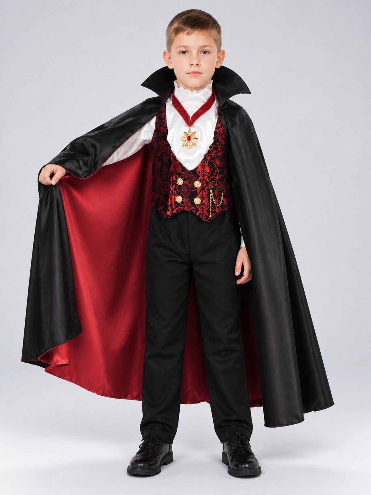 Vampire Costume with Cape, Jabot, and Vest