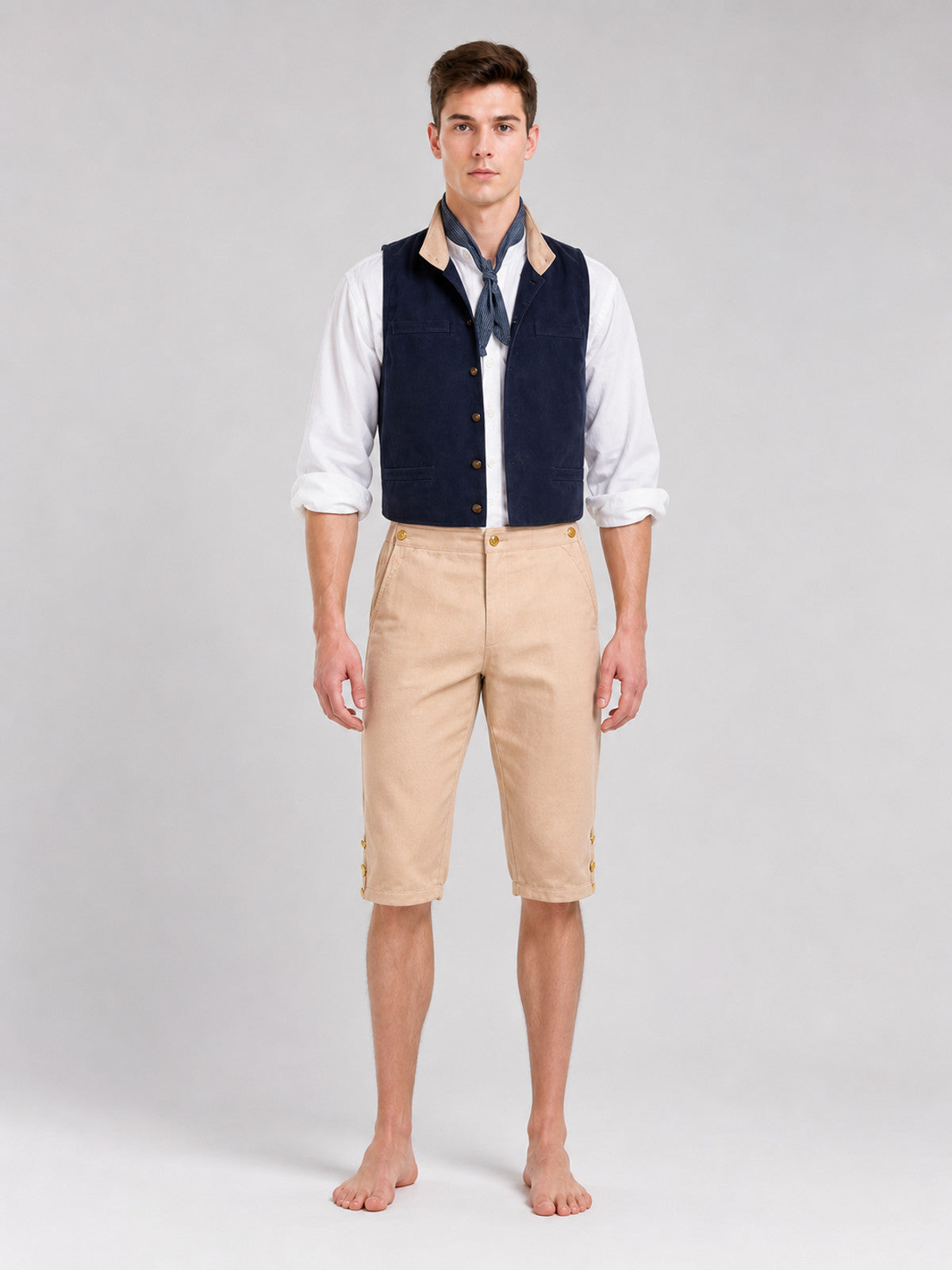 Cosplay Character Costume: Vest, Shirt, and Trousers on-model view