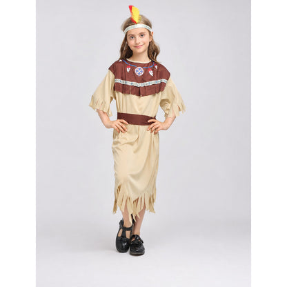 Native American-style carnival costume with dress on-model view