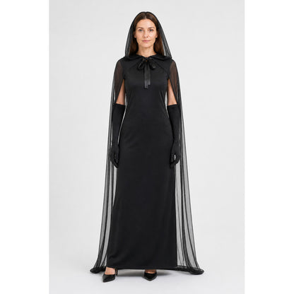 Black Vampire Costume with Cape and Gloves main product view