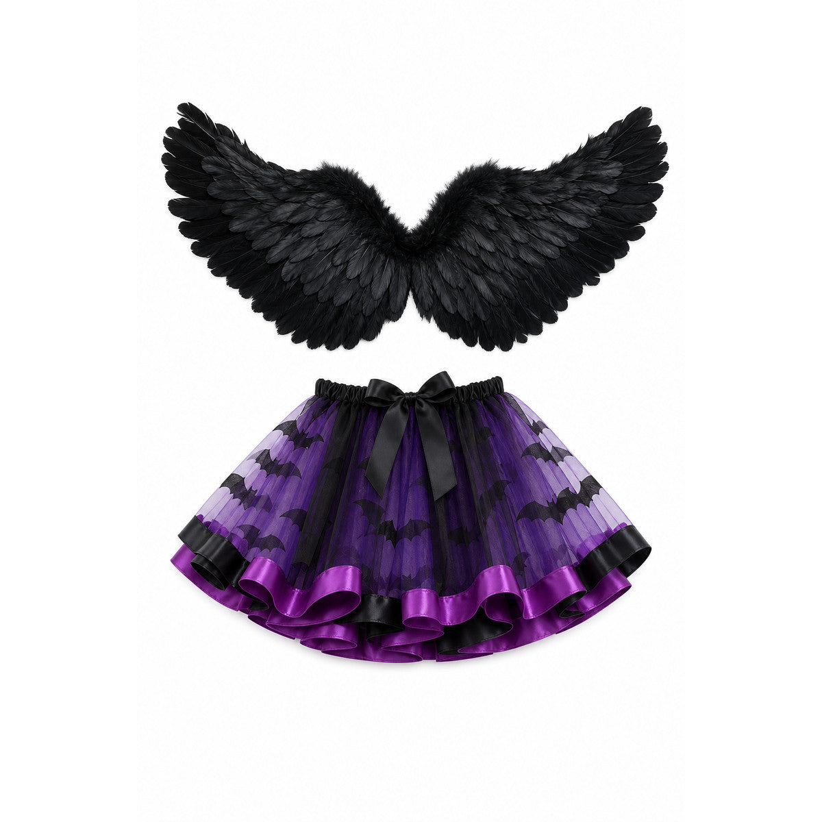 Carnival Costume with Wings and Plush Skirt on-model view