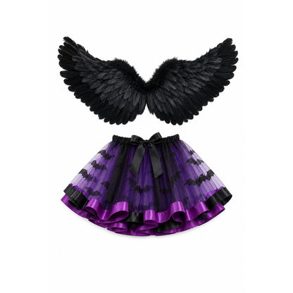 Carnival Costume with Wings and Plush Skirt on-model view