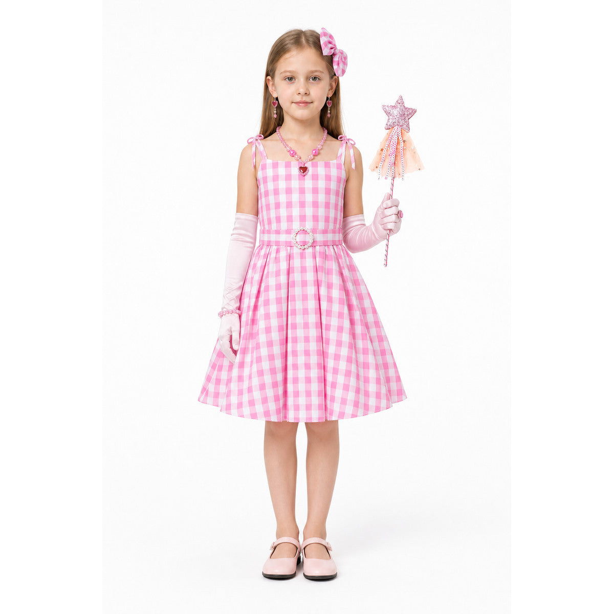 Pink Plaid Carnival Dress with Wand main product view