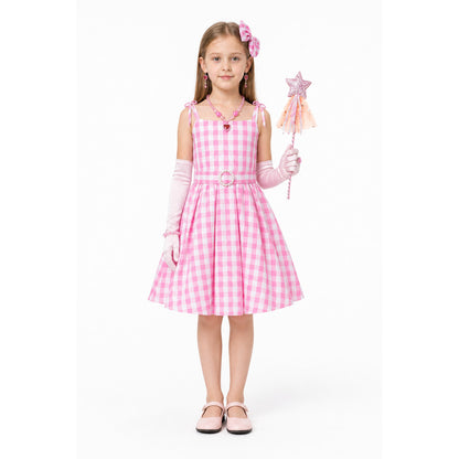 Pink Plaid Carnival Dress with Wand main product view