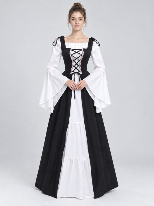Medieval-Style Black and White Carnival Dress