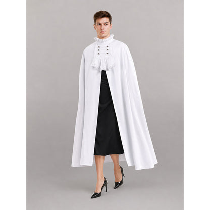 White Shirt with Jabot in Vintage Formal Style front view