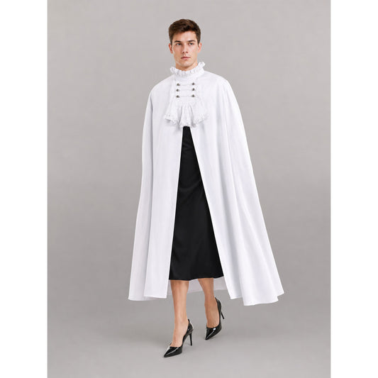 White Shirt with Jabot in Vintage Formal Style front view