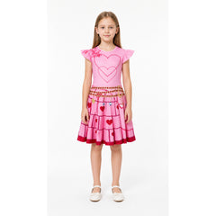 Pink Children's Red Queen Dress with Hearts