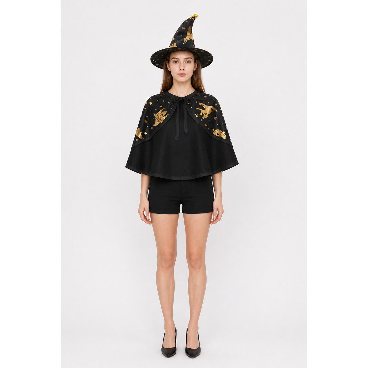 Pet Witch Costume with Cape and Hat main product view