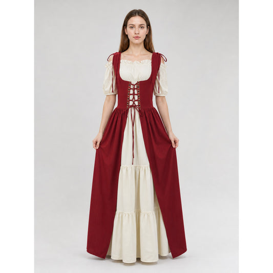 Two-Piece Renaissance-Style Dress, Burgundy
