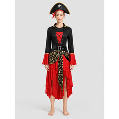 Red and Black Pirate Dress with Hat, Halloween Costume