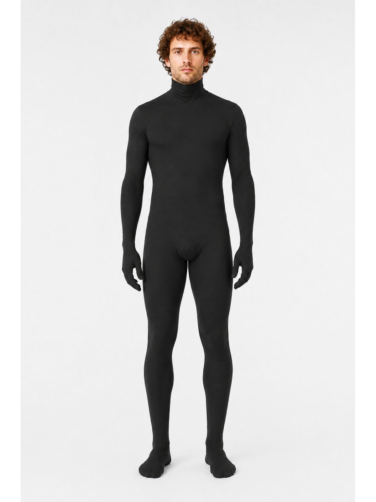 Black Zentai Jumpsuit with Hood and Face Opening main product view