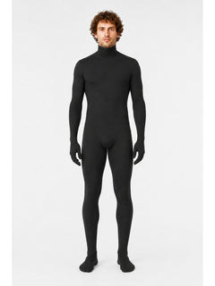 Black Zentai Jumpsuit with Hood and Face Opening