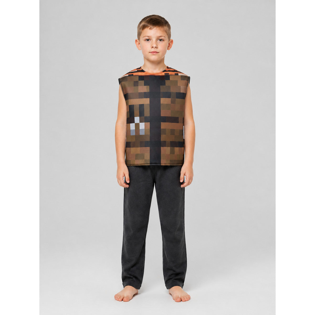 Children’s Minecraft Costume Vest with Pixel Pattern