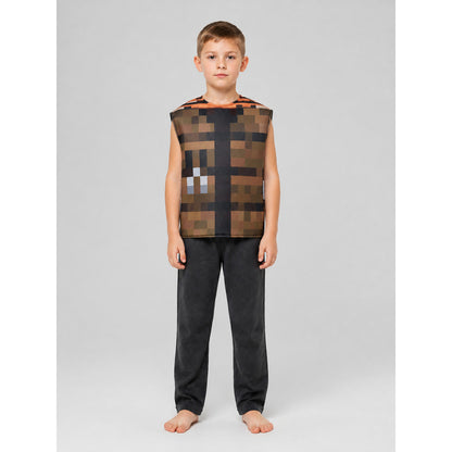 Children’s Minecraft Costume Vest with Pixel Pattern