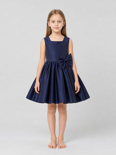 Girls' Party Dress with Bow and Full Skirt
