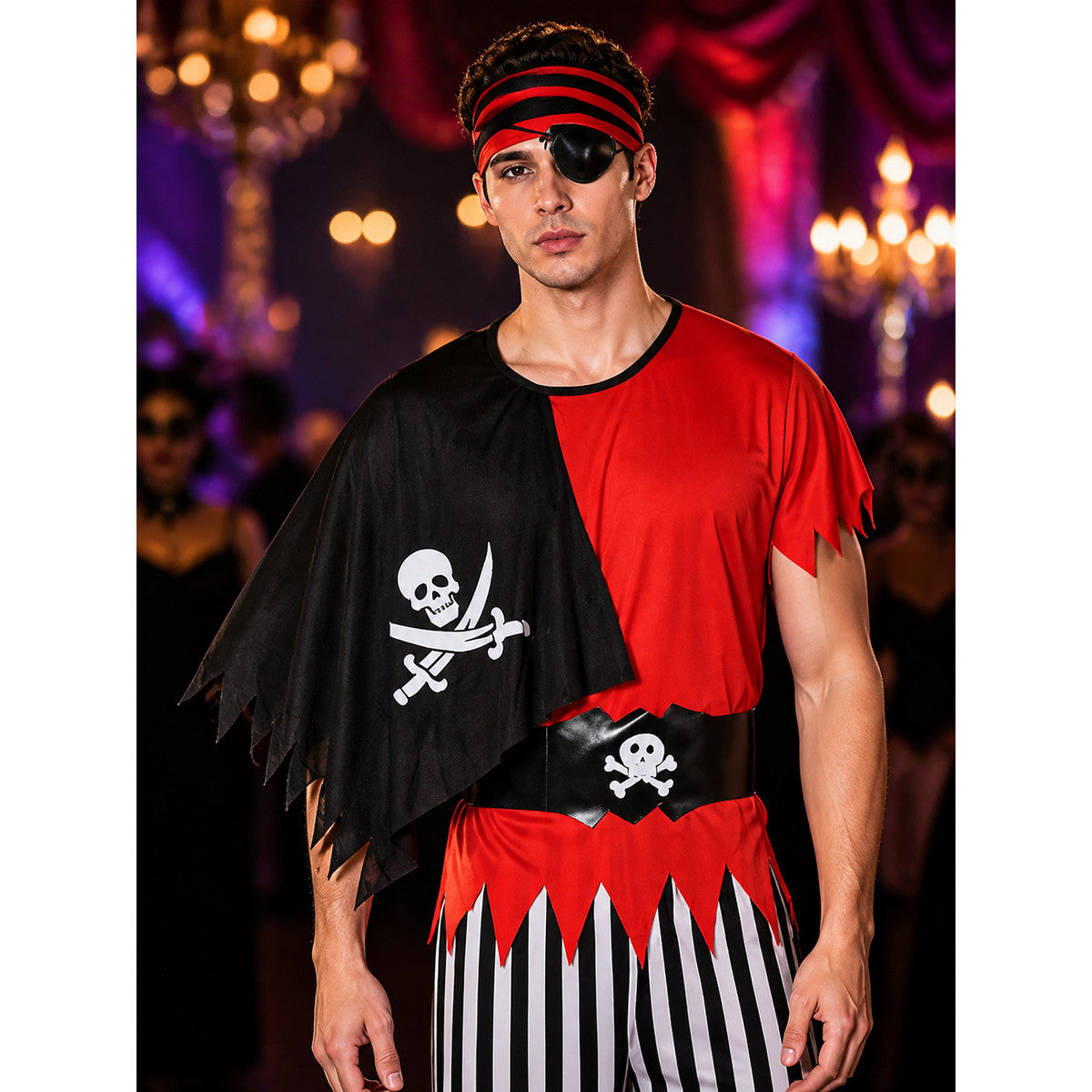 Jack Sparrow Pirate Costume for Cosplay on-model view