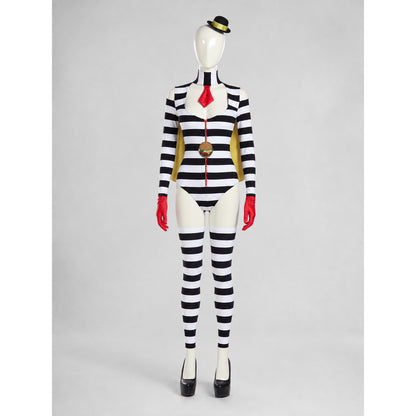 Black-and-White Striped Cosplay Costume with Wings