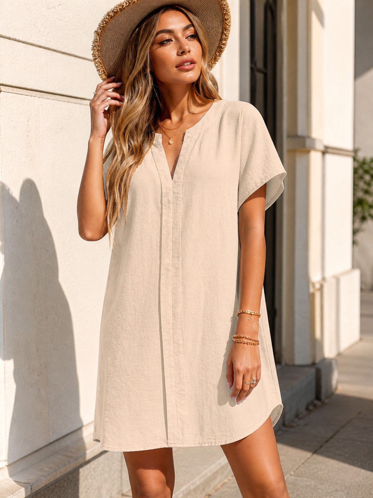 Women's Summer Dress with a Loose Fit and V-Neck main product view