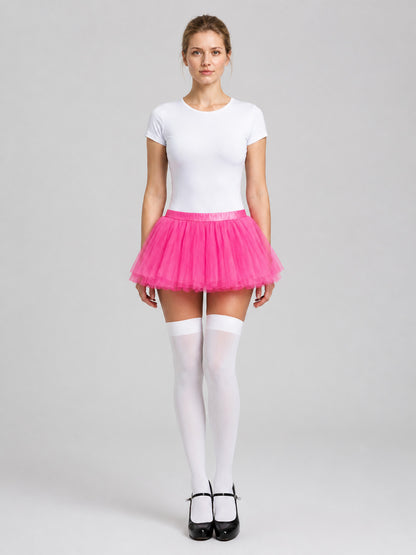 White Thigh-High Stockings in Semi-Transparent Mesh on-model view