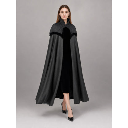 Black Costume Cloak with High Collar