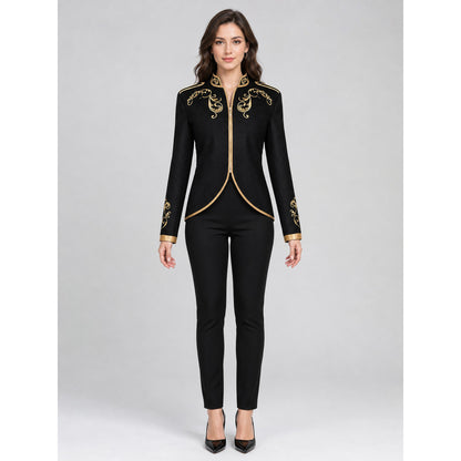 Cosplay Costume Jacket with Gold Embroidery front view