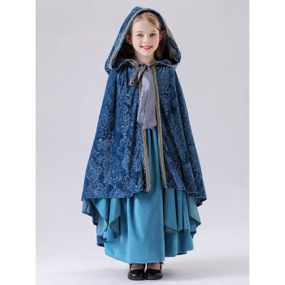 Hooded Vampire Costume: Dress and Cape on-model view