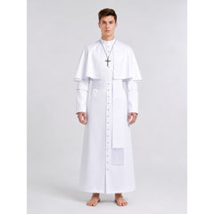 White Long Cosplay Dress with Cape and Cross
