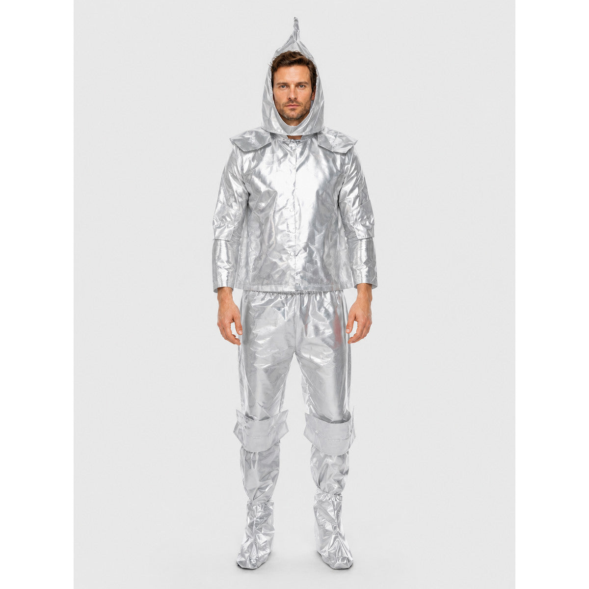 Silver Astronaut Costume with Hood for Halloween on-model view