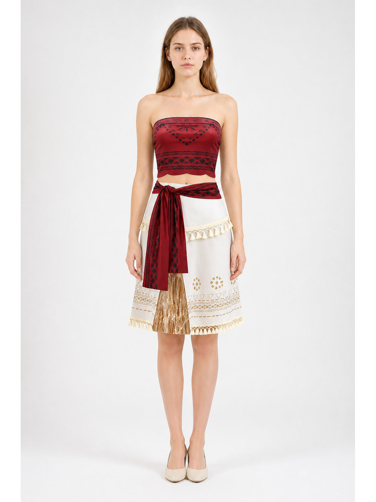 Moana Cosplay Costume, Top and Patterned Skirt