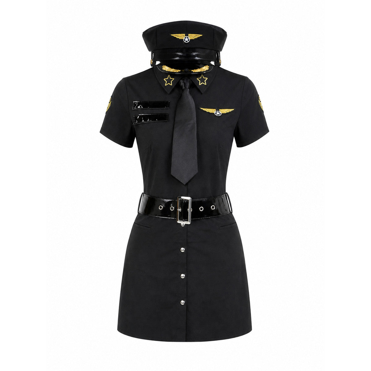 Police Officer Cosplay Costume with Peaked Cap and Belt
