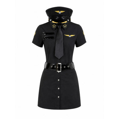 Police Officer Cosplay Costume with Peaked Cap and Belt