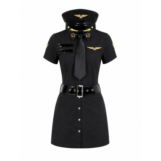 Police Officer Cosplay Costume with Peaked Cap and Belt product-only view