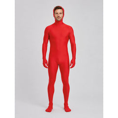 Red Zentai Suit with Open Face and Hood