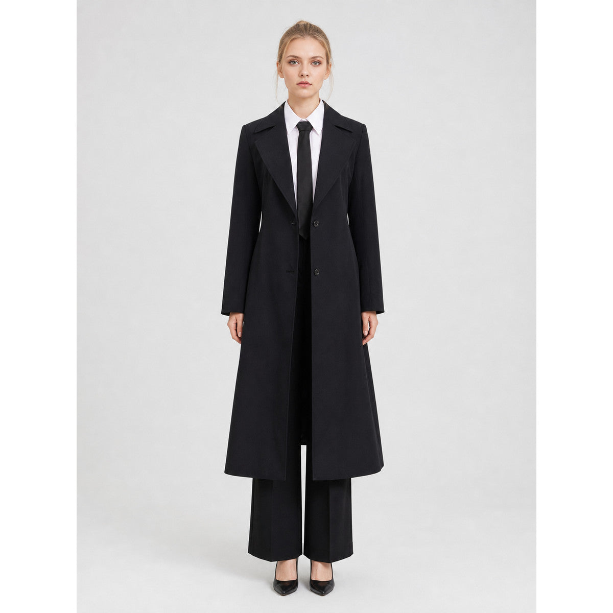 Anime Cosplay Costume: Coat, Shirt, Pants, and Tie on-model view