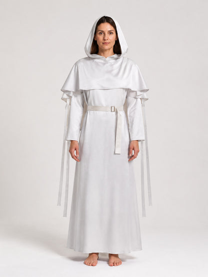 White Stage Costume with Hood and Belt for Cosplay main product view