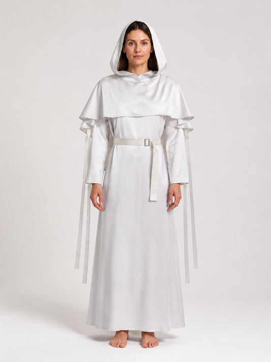 White Stage Costume with Hood and Belt for Cosplay main product view