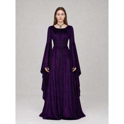 Floor-Length Gothic Dress with Corset Lacing