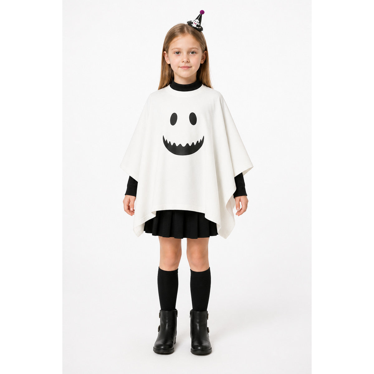 Children's Ghost Cape with Black Print for Halloween main product view