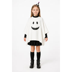 Children's Ghost Cape with Black Print for Halloween