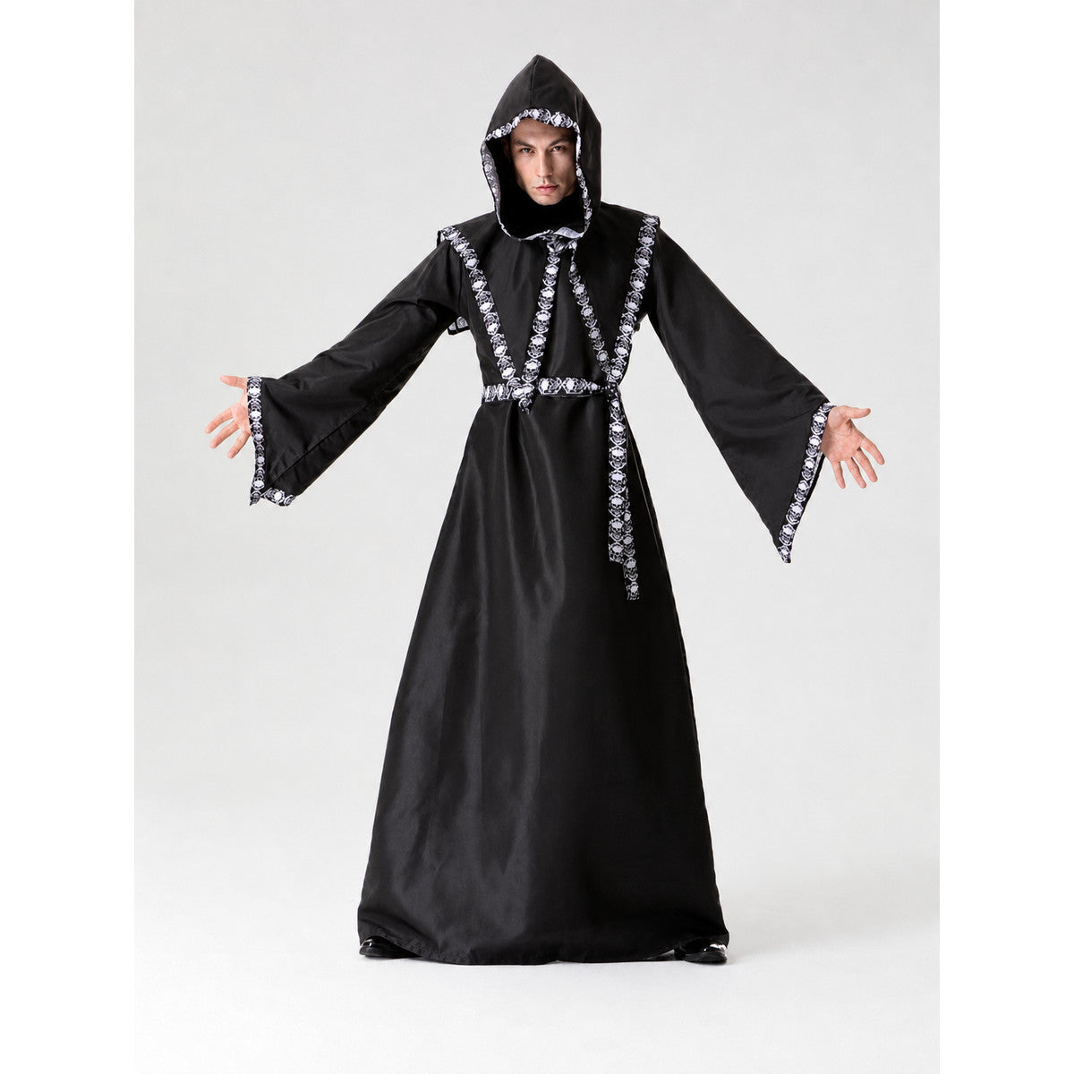 Carnival costume: long hooded robe with belt