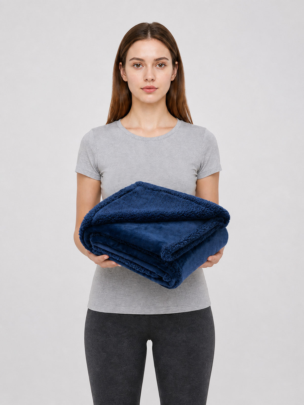 dark blue waterproof_reversible_sherpa_flannel_pet_blanket product image