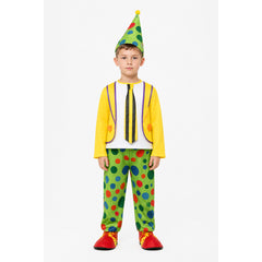 Clown Costume with Hat and Polka-Dot Jumpsuit