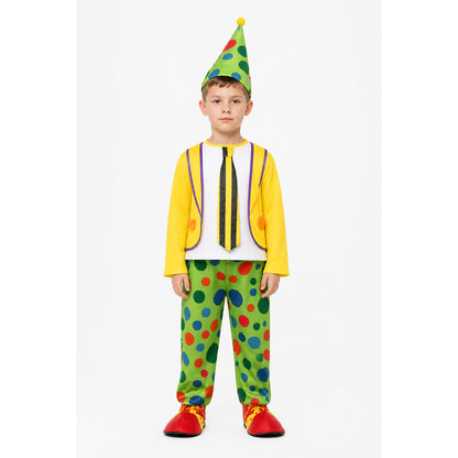 Clown Costume with Hat and Polka-Dot Jumpsuit main product view