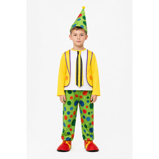 Clown Costume with Hat and Polka-Dot Jumpsuit main product view