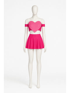 Off-the-Shoulder Crop Top and Heart Skirt Set
